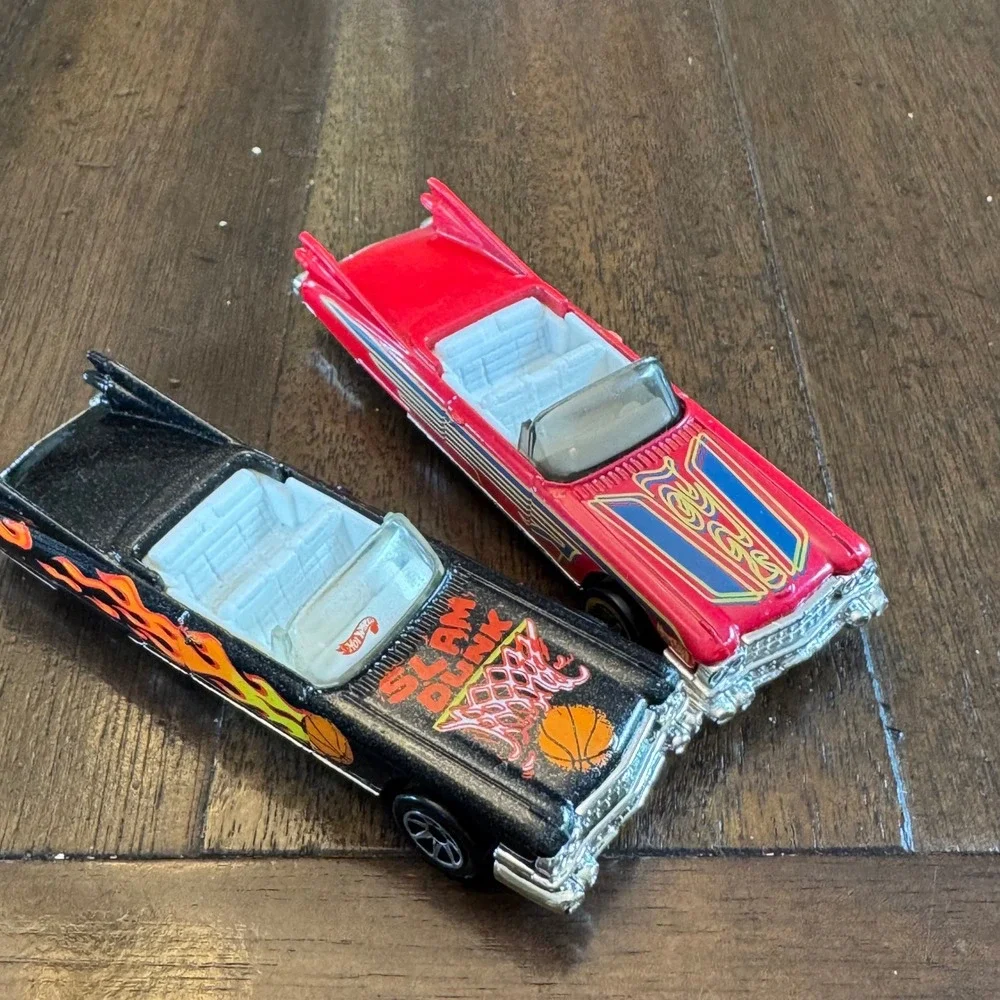 Hot Wheels 63 Cadillac Fleetwood Convertible Lot Red Black Slam Dunk Diecast